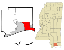 Harrison County Mississippi Incorporated and Unincorporated areas Biloxi Highlighted
